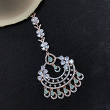 Zircon/AD Mint Green Maang Tikka 12409-8843