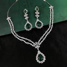 Round Neck Zircon/AD Necklace Set 10800-69