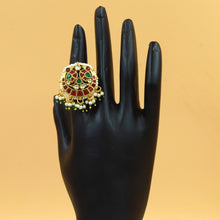Adjustable Pachhi Kundan Ring 22508-99