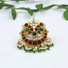 Adjustable Pachhi Kundan Ring 22508-99