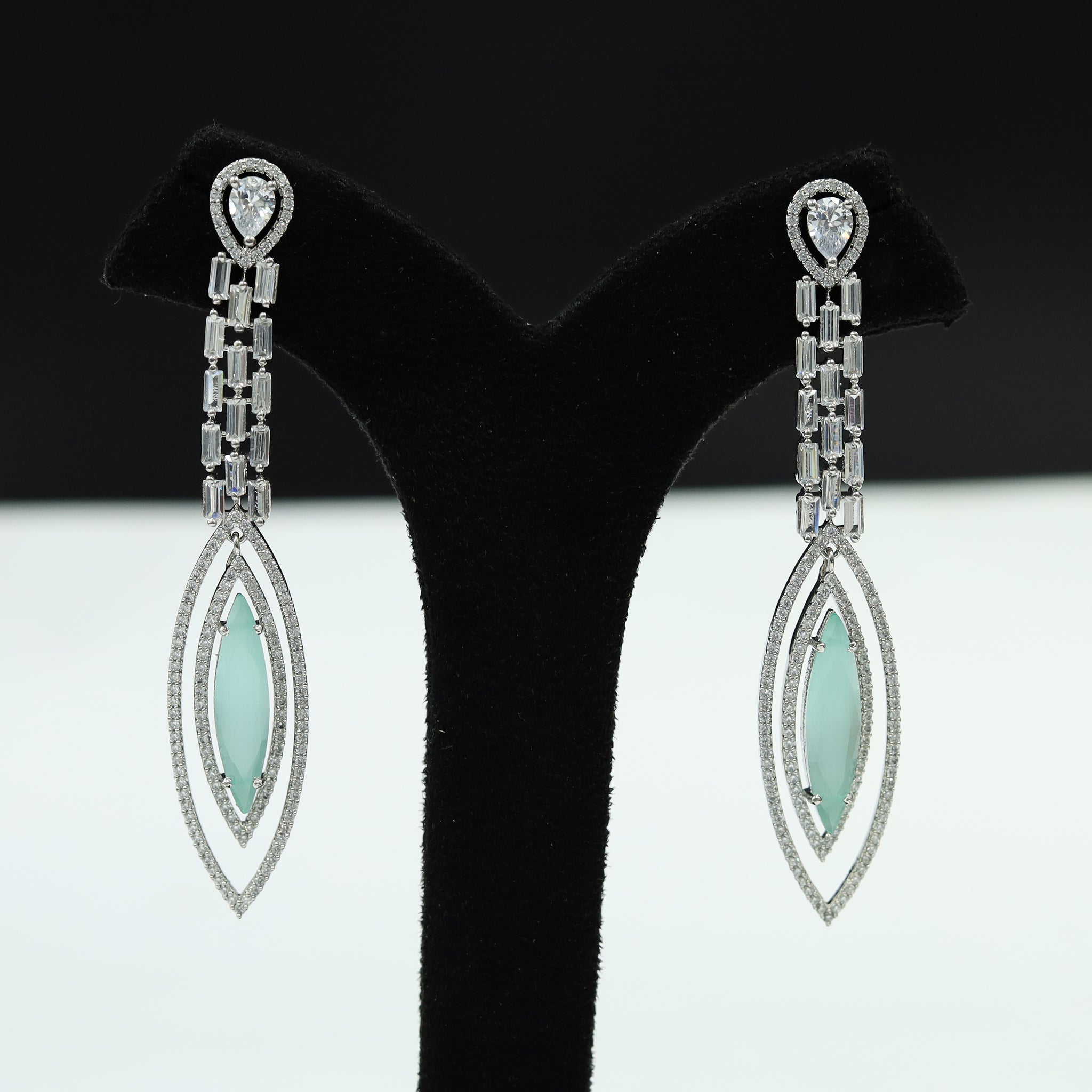 Zircon/AD Mint Green Stone Danglers 3298-7363