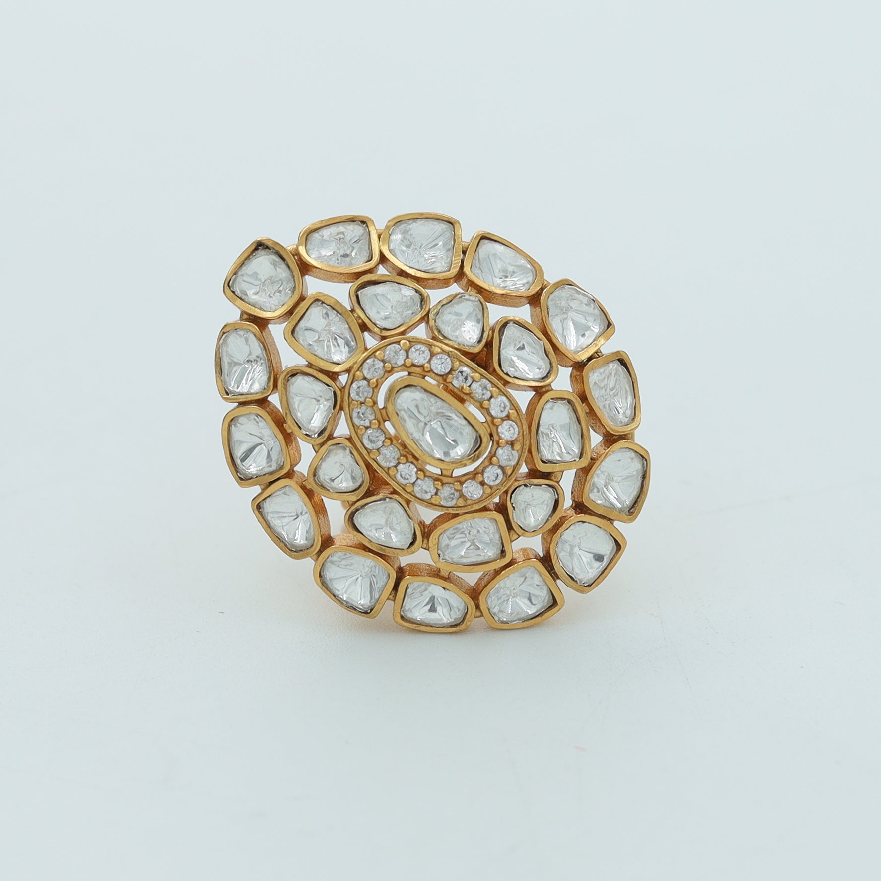 Gold Plated Kundan Adjustable Ring 9797-86