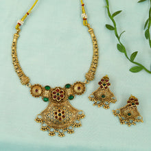 V Neck Gold Antique Necklace Set 21928-33