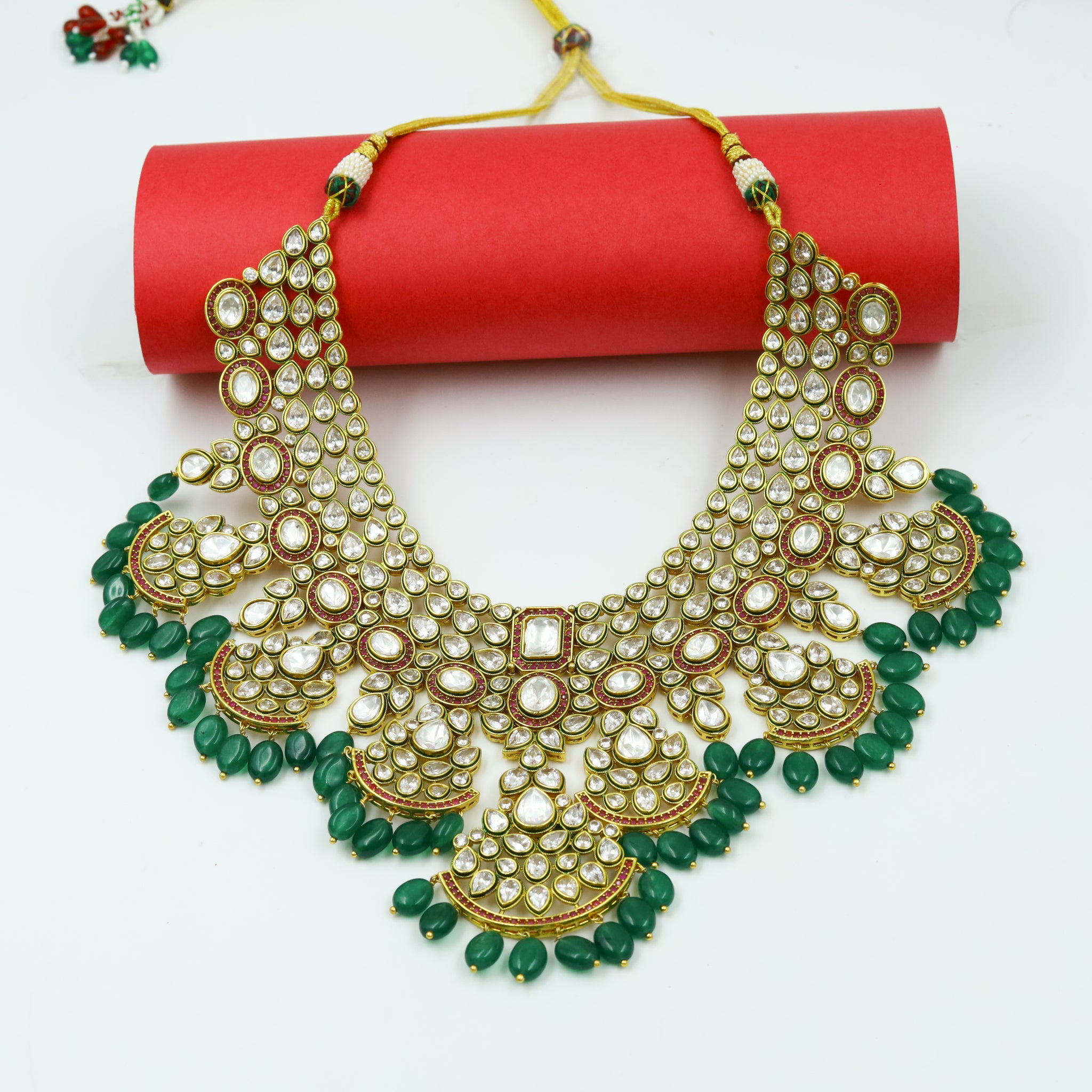 Round Neck Polki Necklace Set 11663-21