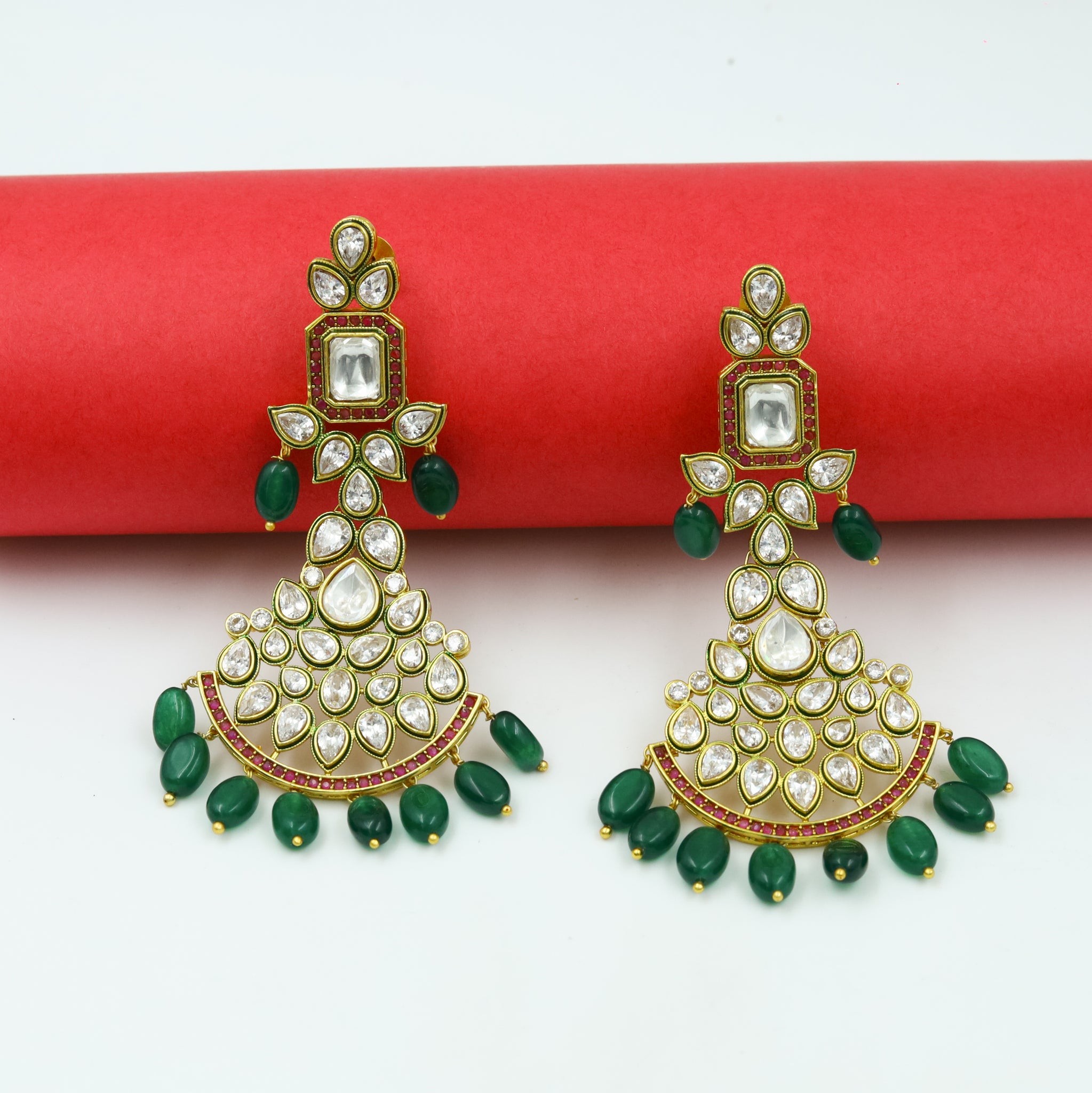 Round Neck Polki Necklace Set 11663-21