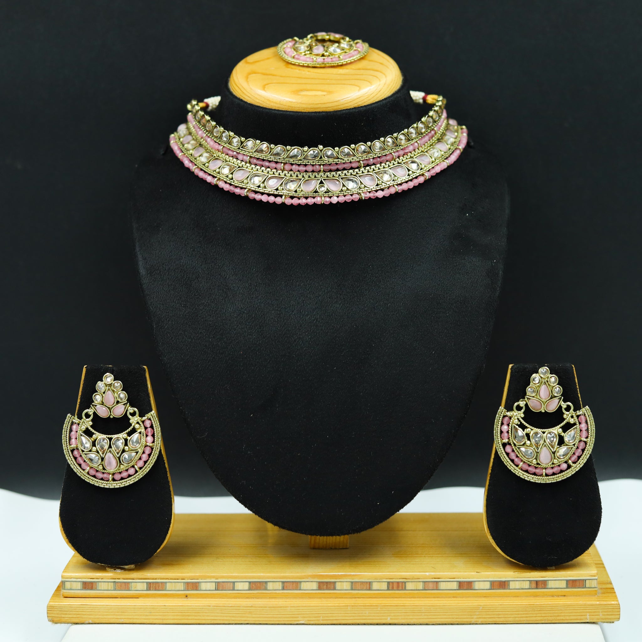 Pink Antique Necklace Set 14365-1455