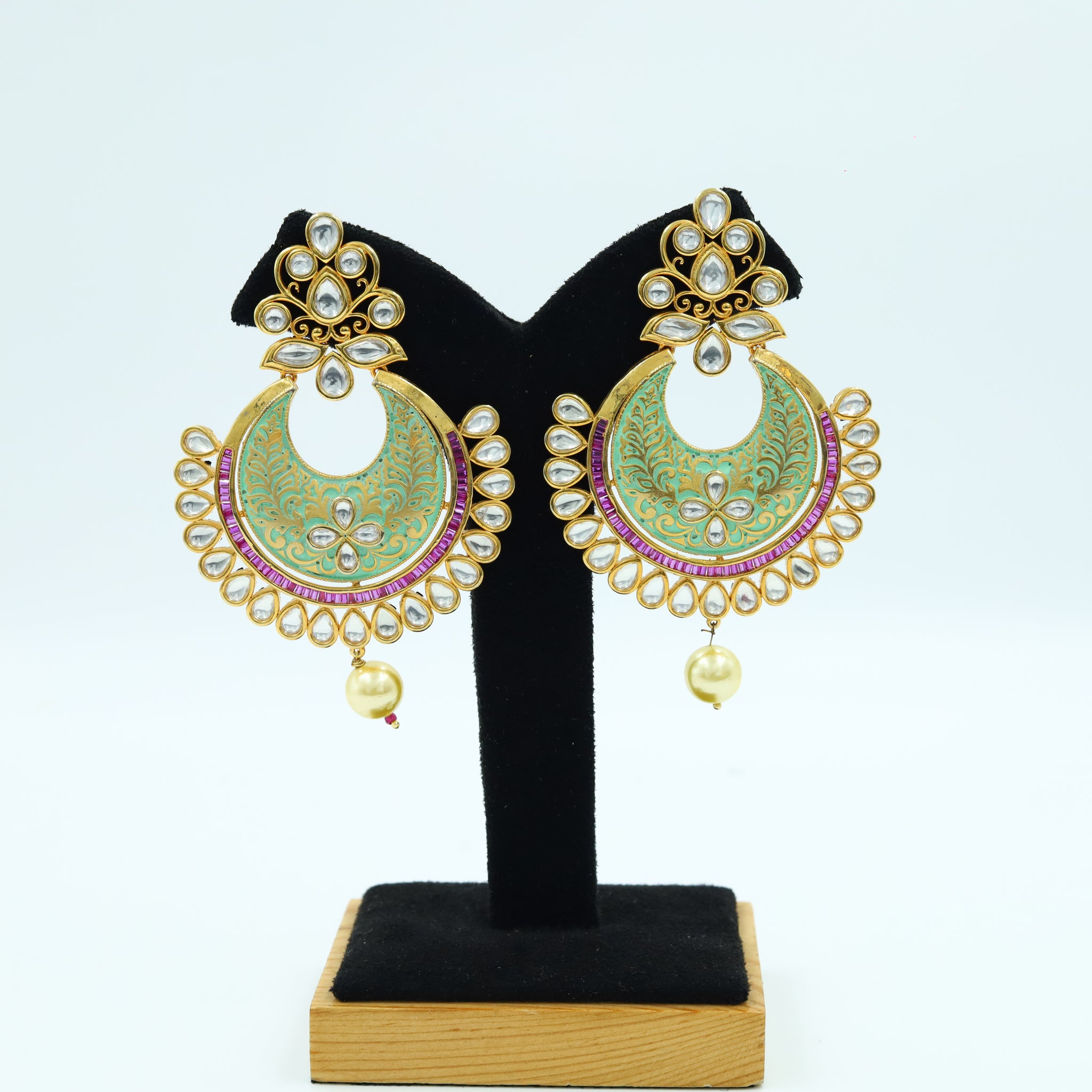 Mint Green Kundan Earring 10777-6543