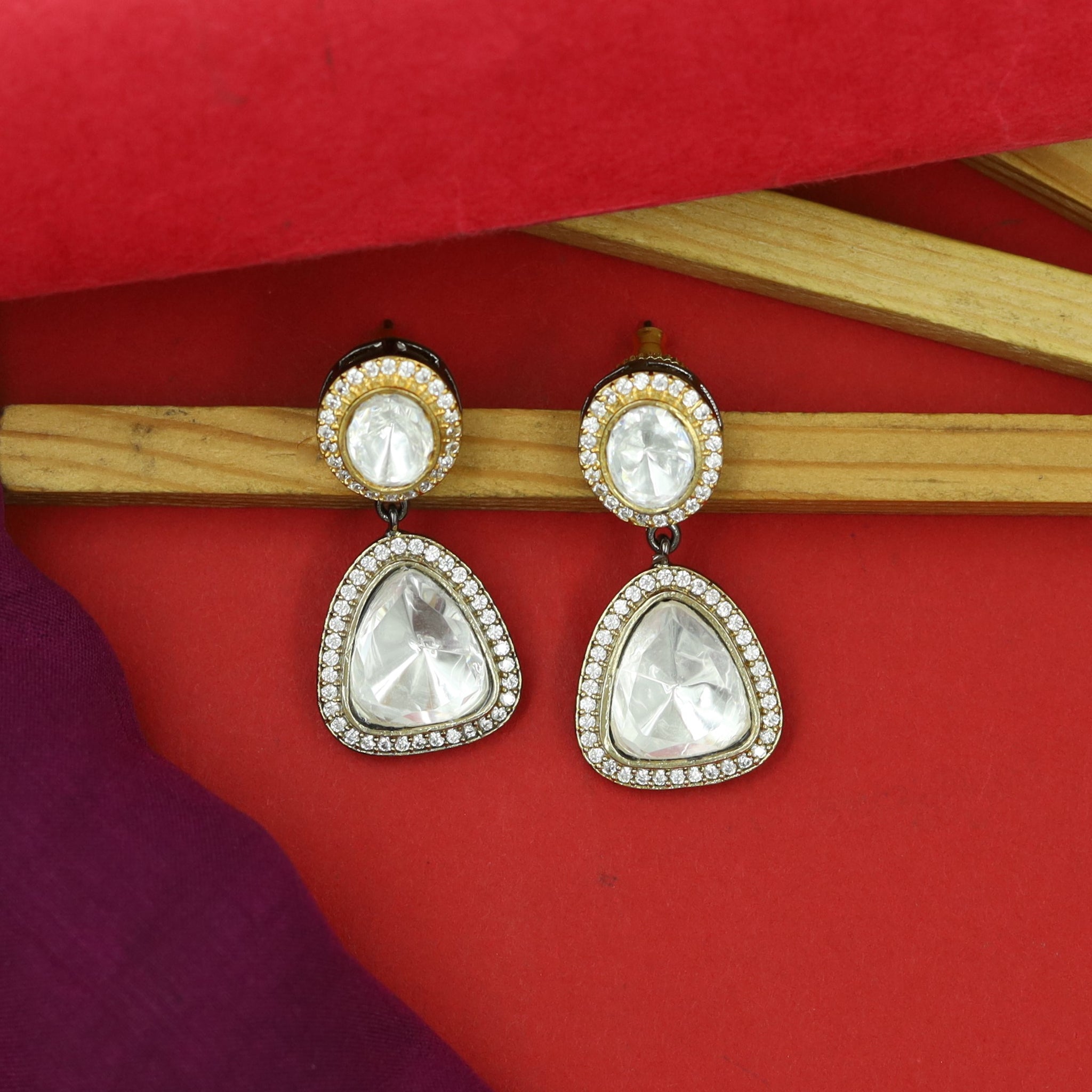 Sabyasachi Inspired Moissanite light Kundan Earring 16820-87