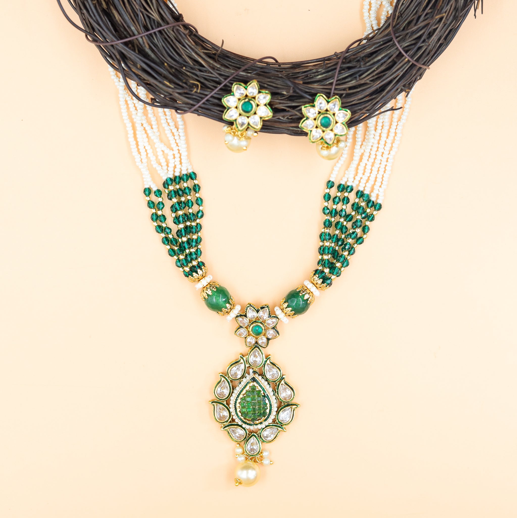 Medium Size Polki Pendant Set 10979-21