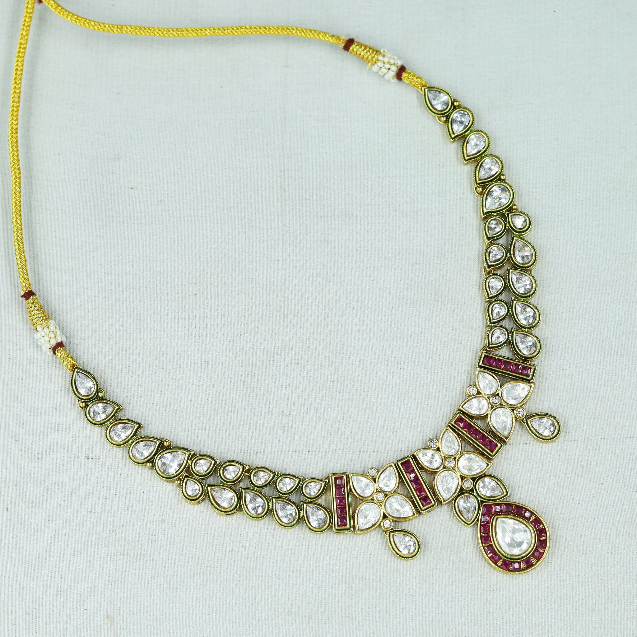 Round Neck Polki Necklace Set 11846-21