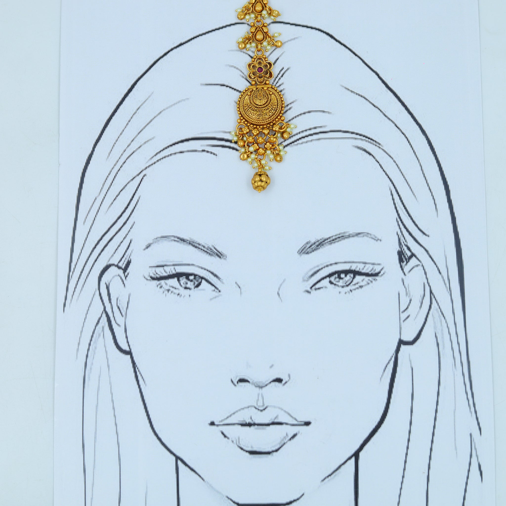 Antique Gold Maang Tikka 15664-28