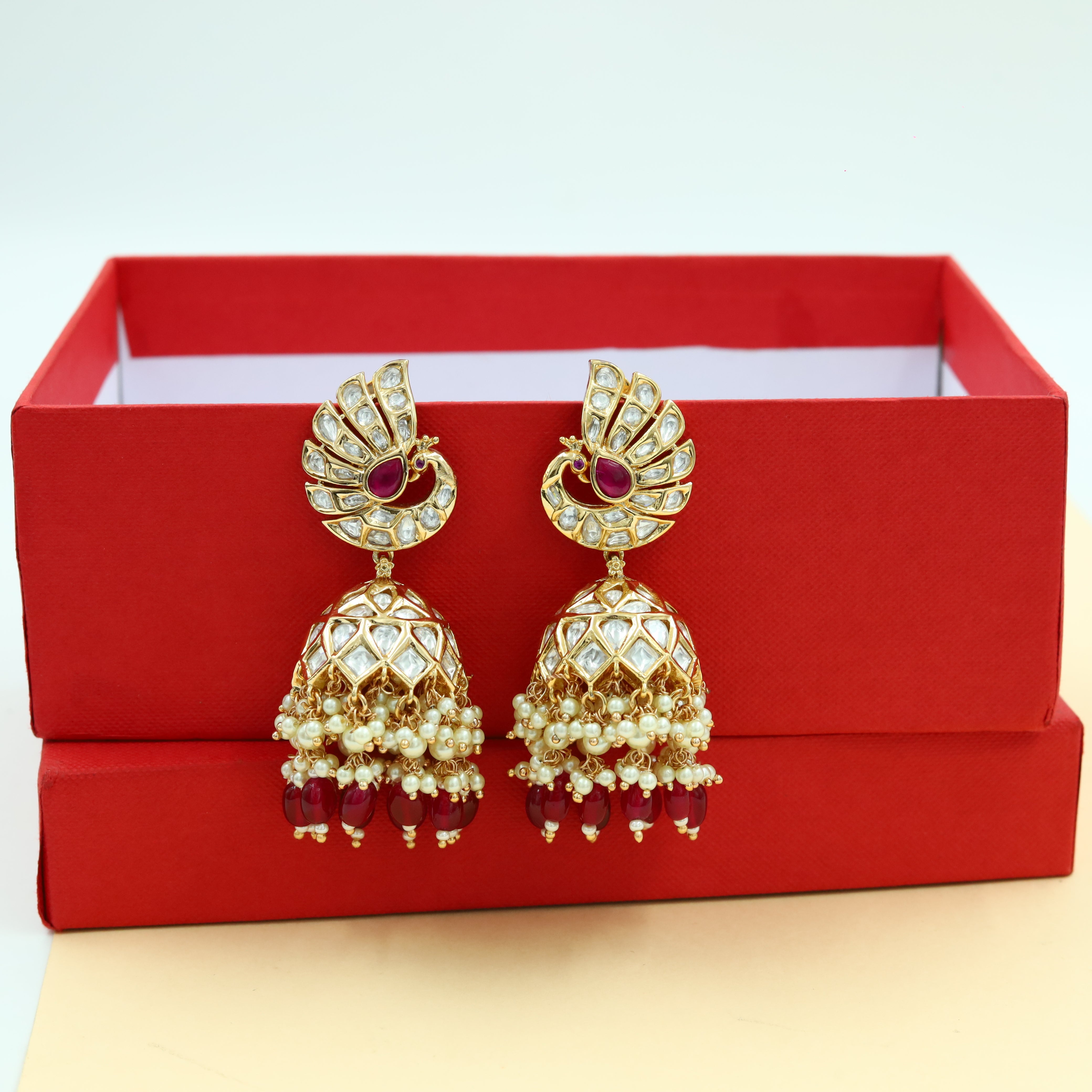 Buy Kundan Polki Jhumki with Peacock motif 5299-4 Online
