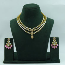 Round Neck Polki Necklace Set 15963-21