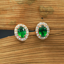 Rose Gold Green Zircon/AD Earring 17944-5126