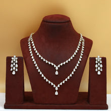 2 Line Layered Zircon/AD Necklace Set 19380-69