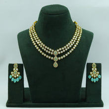 Round Neck Polki Necklace Set 15963-21