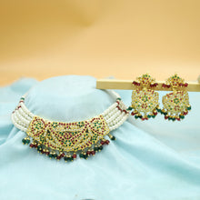 Ruby Green Jadau Necklace Set