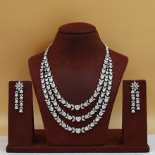 3 Line Layered Zircon/AD Necklace Set 19353-69