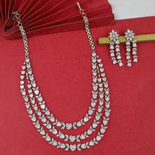 3 Line Layered Zircon/AD Necklace Set 19353-69