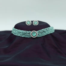 Pearl Choker Zircon/AD Necklace Set 13117-33