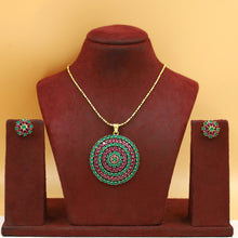 Ruby Green Jadau Pendant Set