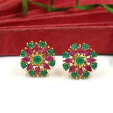 Ruby Green Jadau Pendant Set