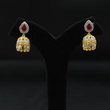 Elegant Diamond Jhumki In Gold Finish In Gold Finish With Ruby Stone