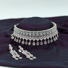Pink Zircon/AD Necklace Set 16622-3769
