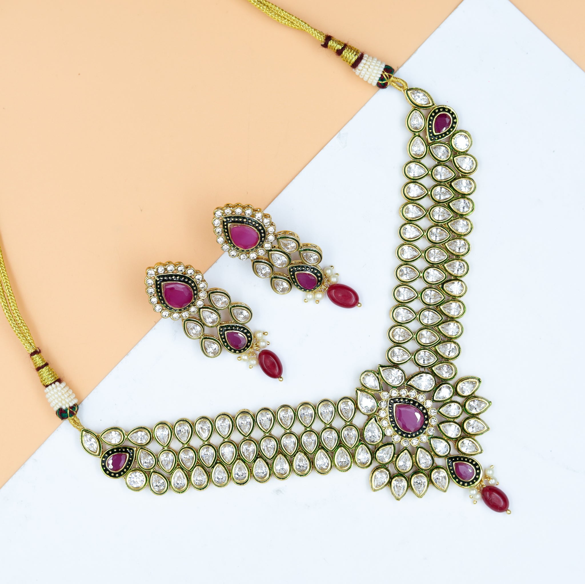 Polki Necklace Set 1009-21