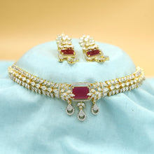 Choker Zircon/AD Necklace Set 19533-08