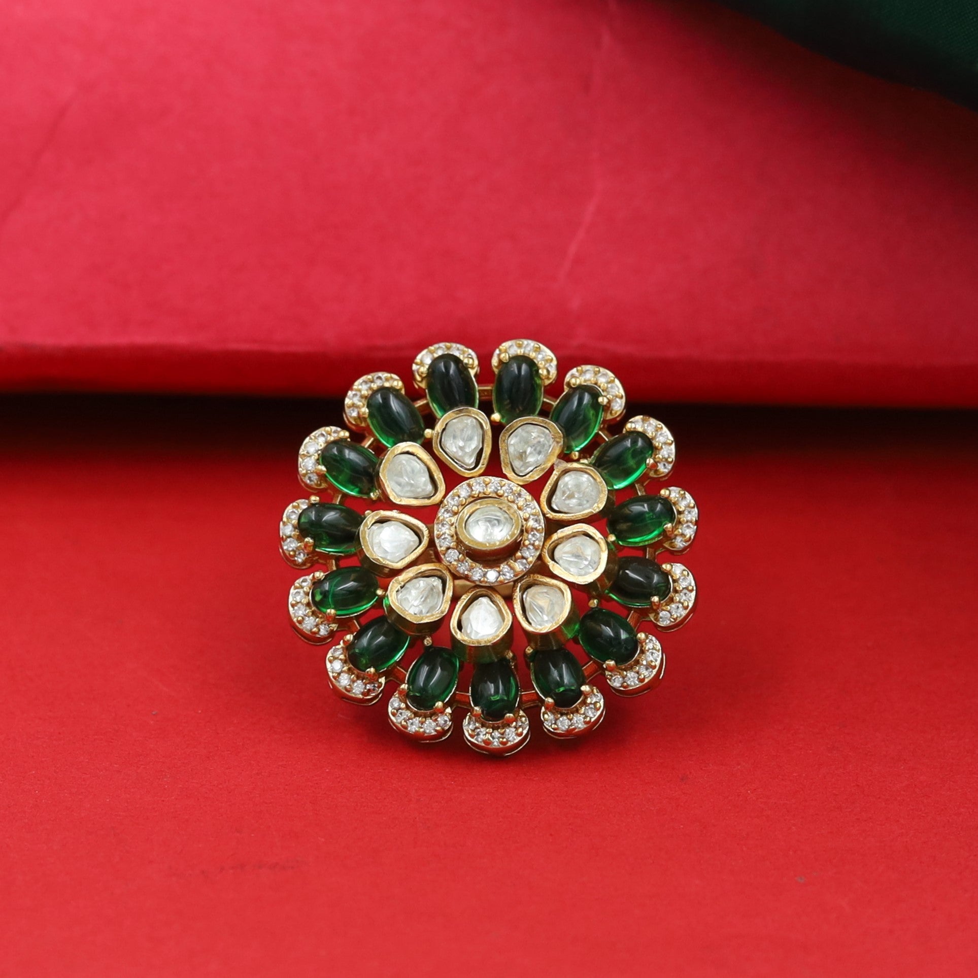 Sabyasachi Inspired Moissanite Kundan Ring 16648-87