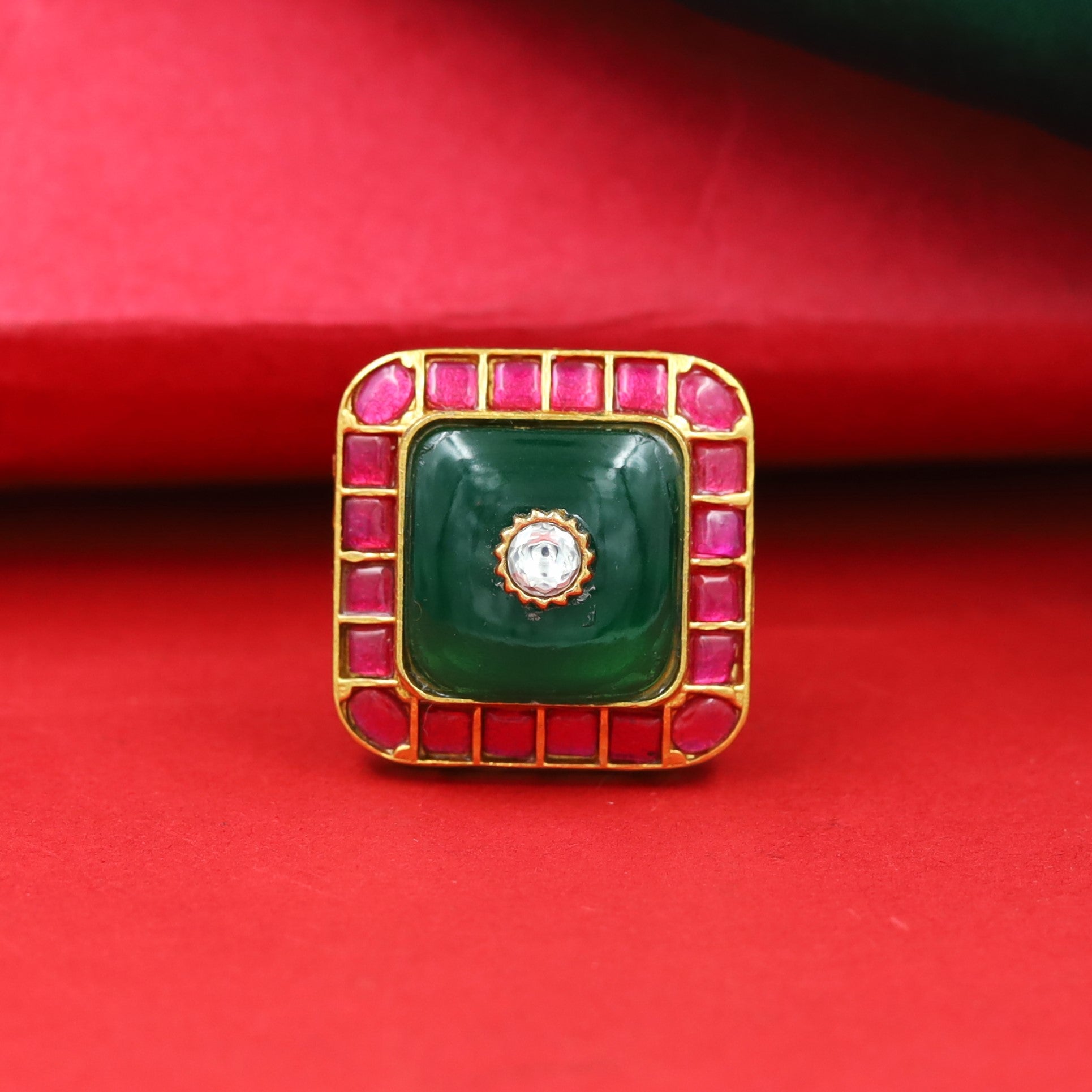 Sabyasachi Inspired Moissanite Kundan Ring 16645-87