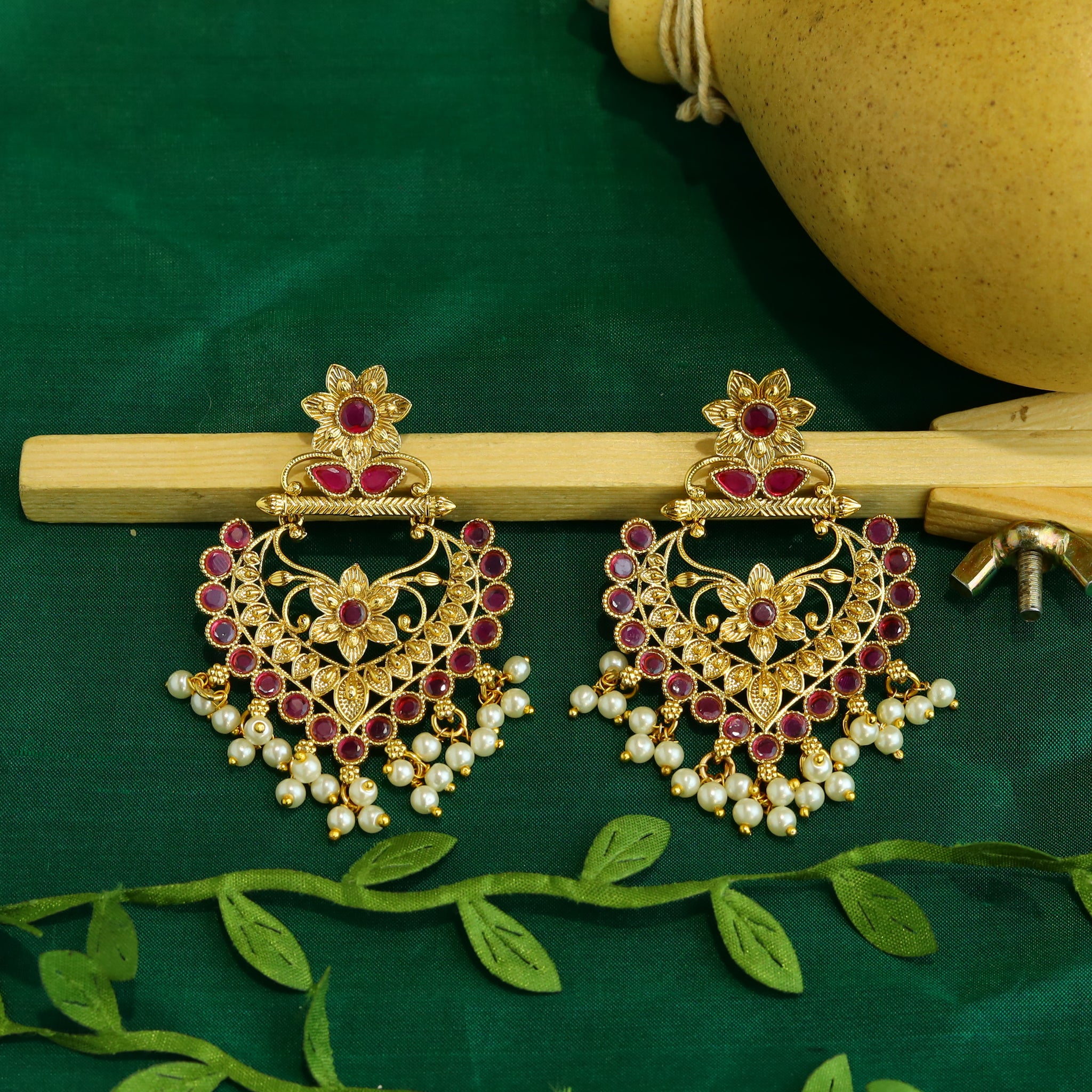 Ruby Gold Look Earring 2798-6863