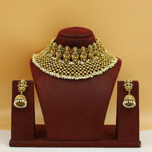 Antique Gold Plated Choker Temple Necklace Set 9973-28