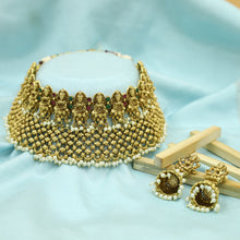 Antique Gold Plated Choker Temple Necklace Set 9973-28