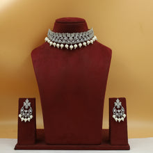 Stylish Silver Finish Zircon/AD Choker Set 16620-3767