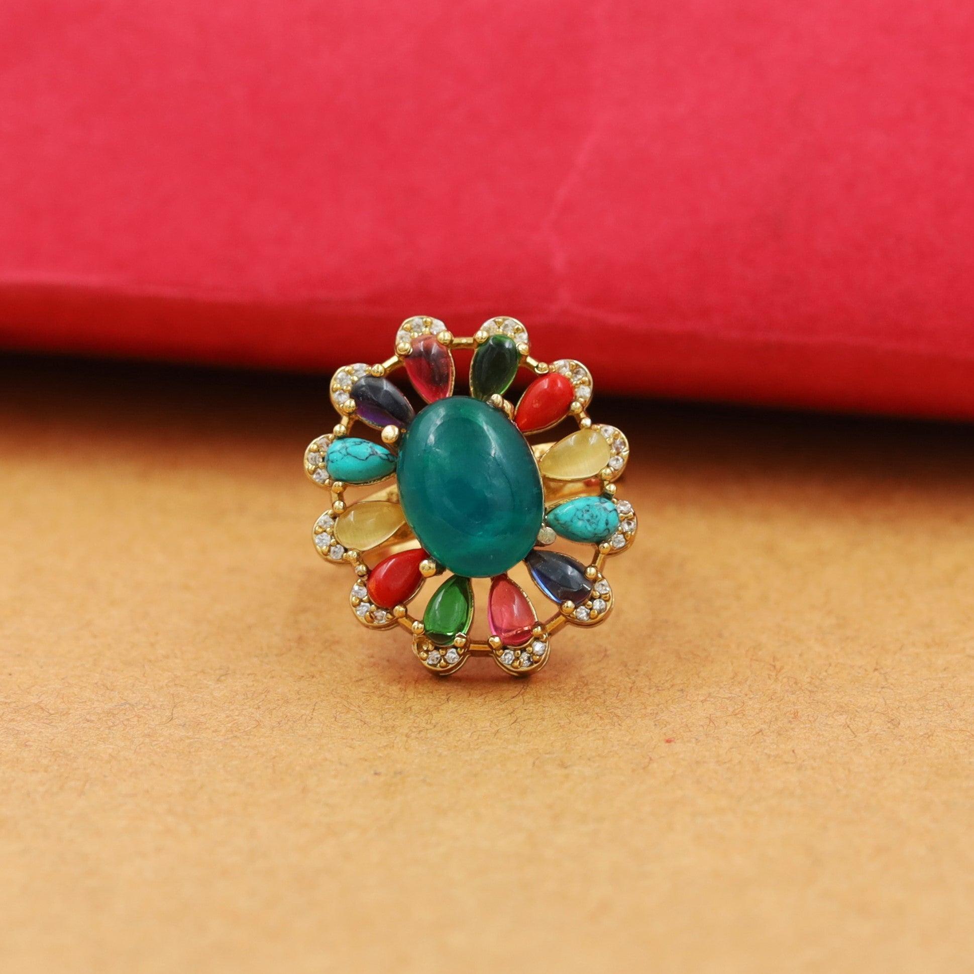 Sabyasachi Inspired Moissanite Kundan Ring 16644-87