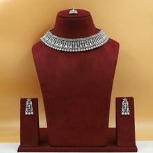 Silver Zircon/AD Choker  Set 16912-4060