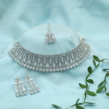 Silver Zircon/AD Choker  Set 16912-4060