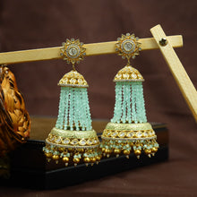 Mint Green  Golor Long Kundan Jhumki 10137-58