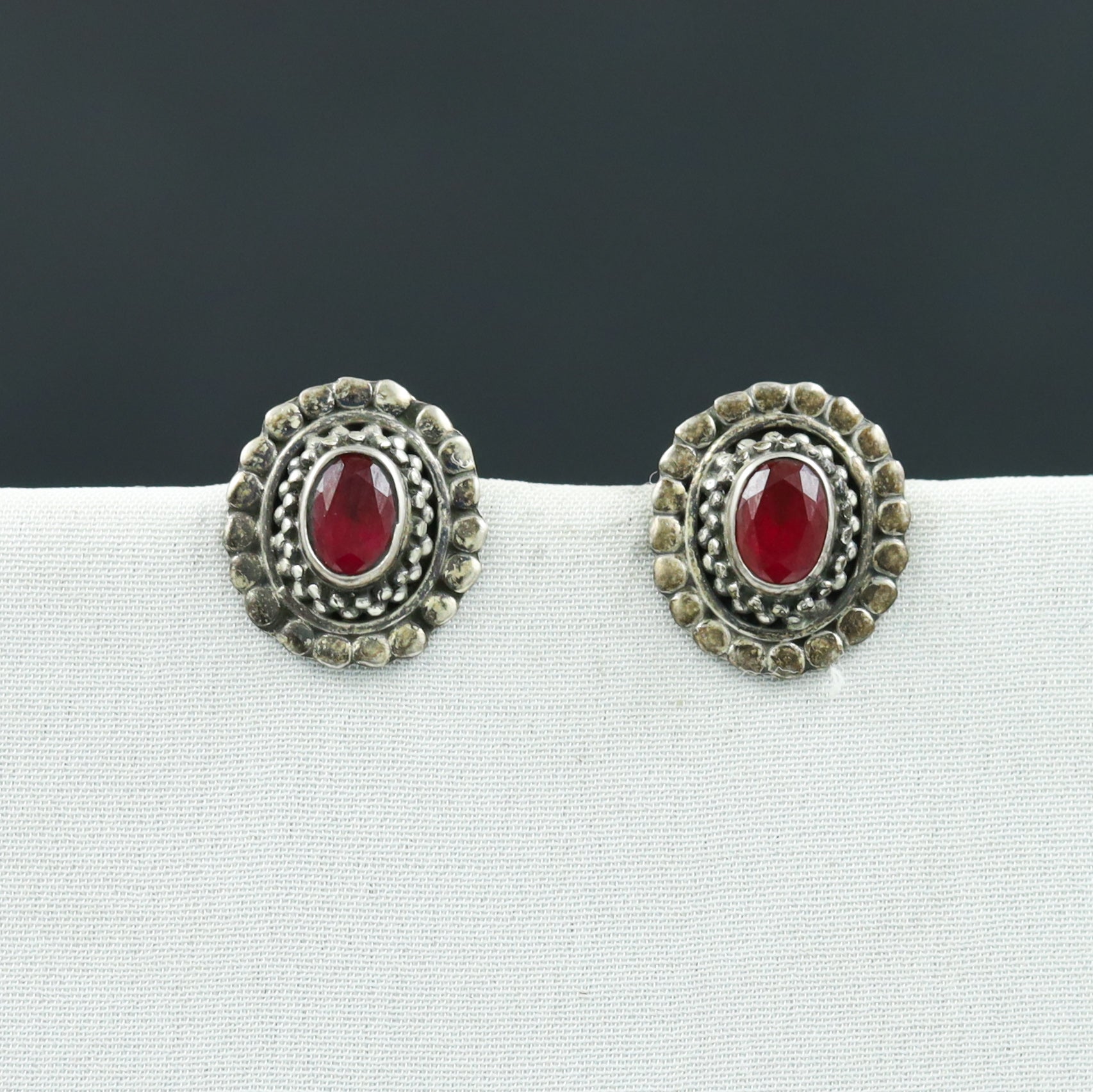 Pure Silver Ruby Silver Earring 5993-1059