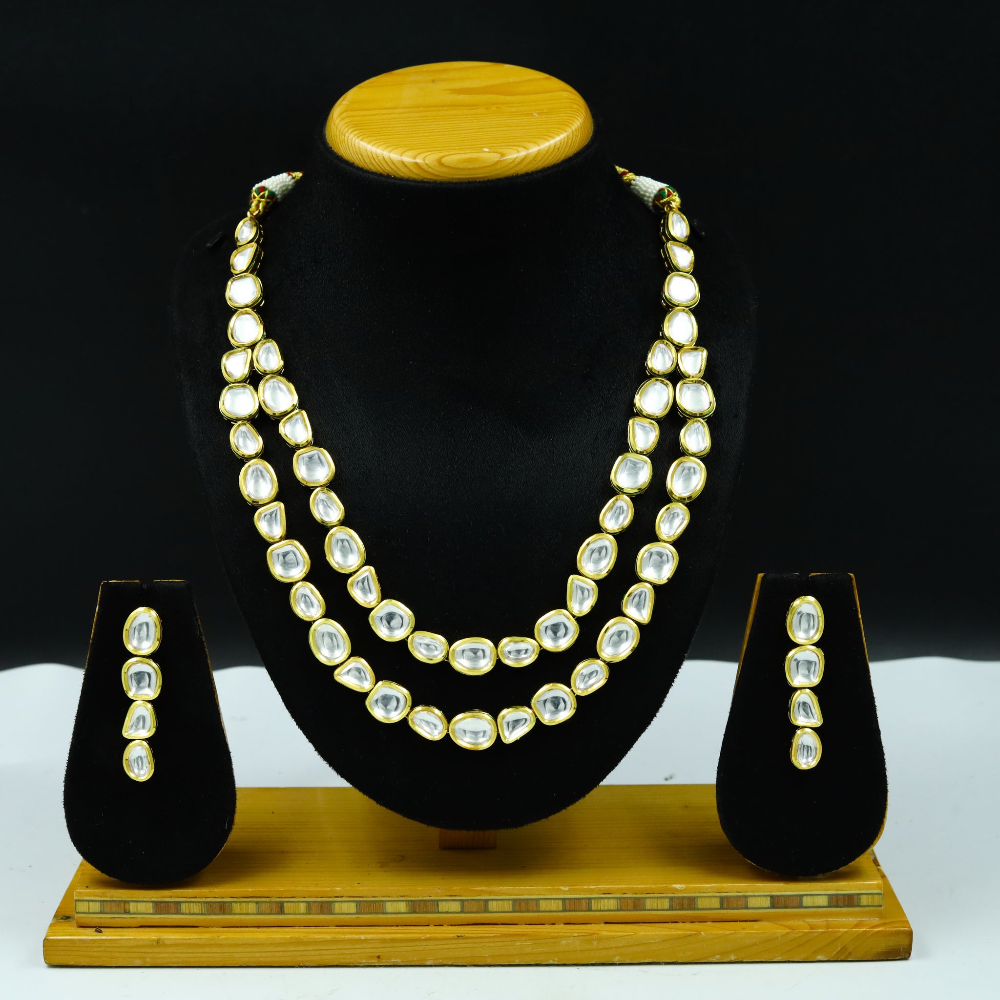 Two Line Round Neck Kundan Necklace Set 13545-68