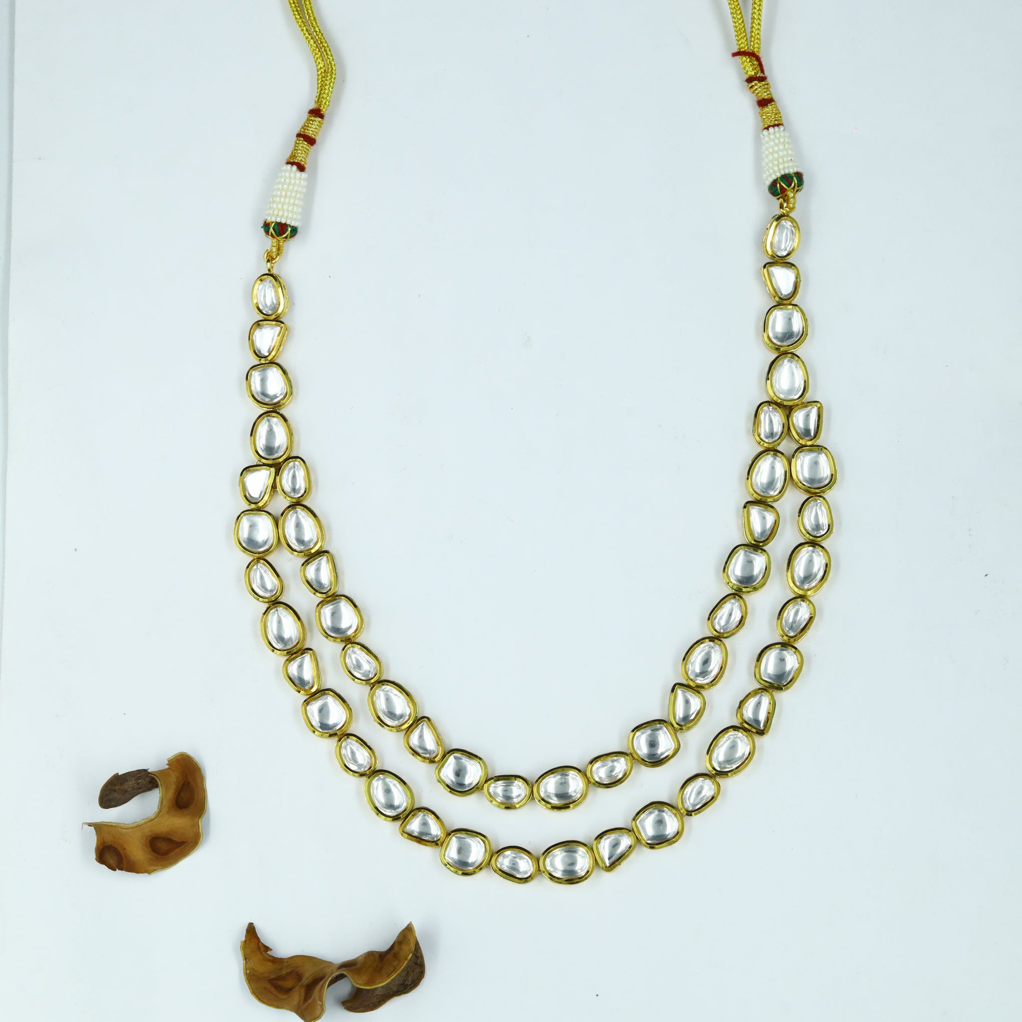 Two Line Round Neck Kundan Necklace Set 13545-68