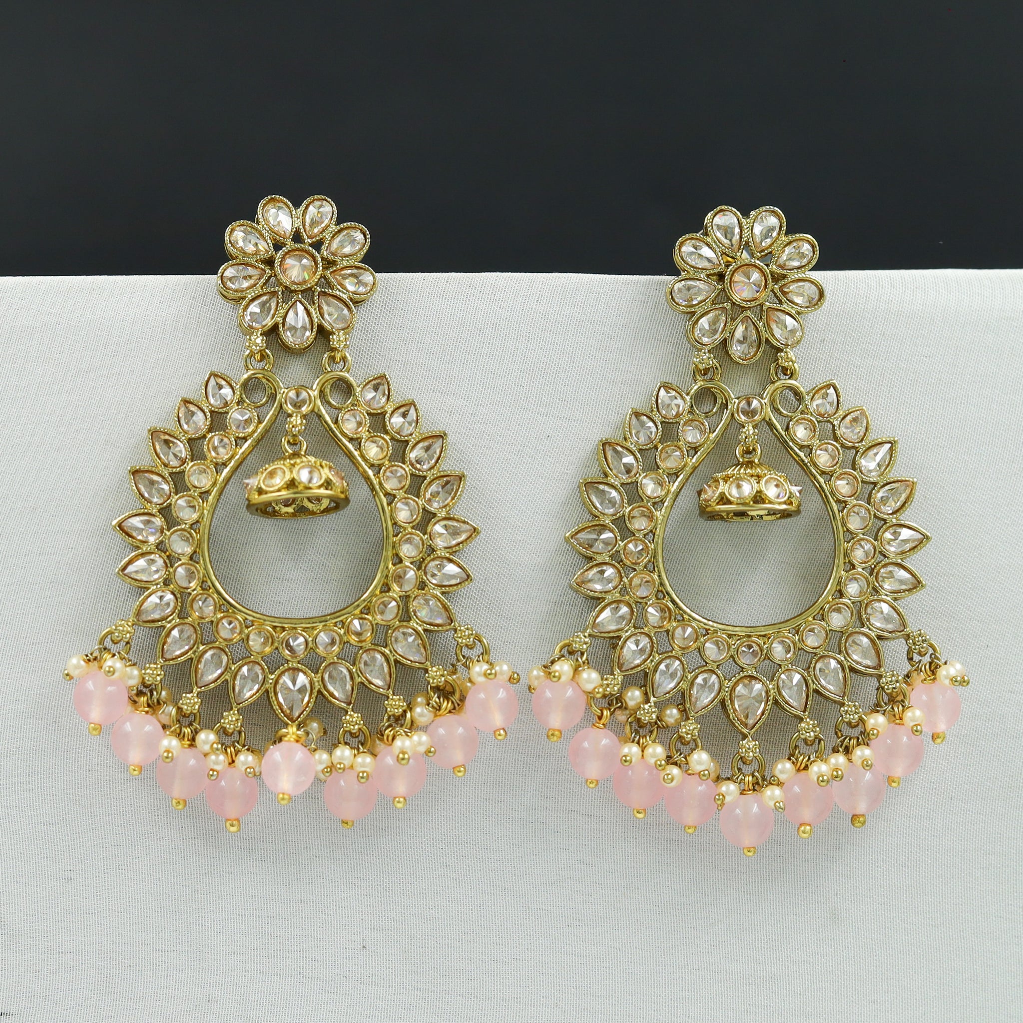 Pink color mehandi polish antique chandbali 7659-1264