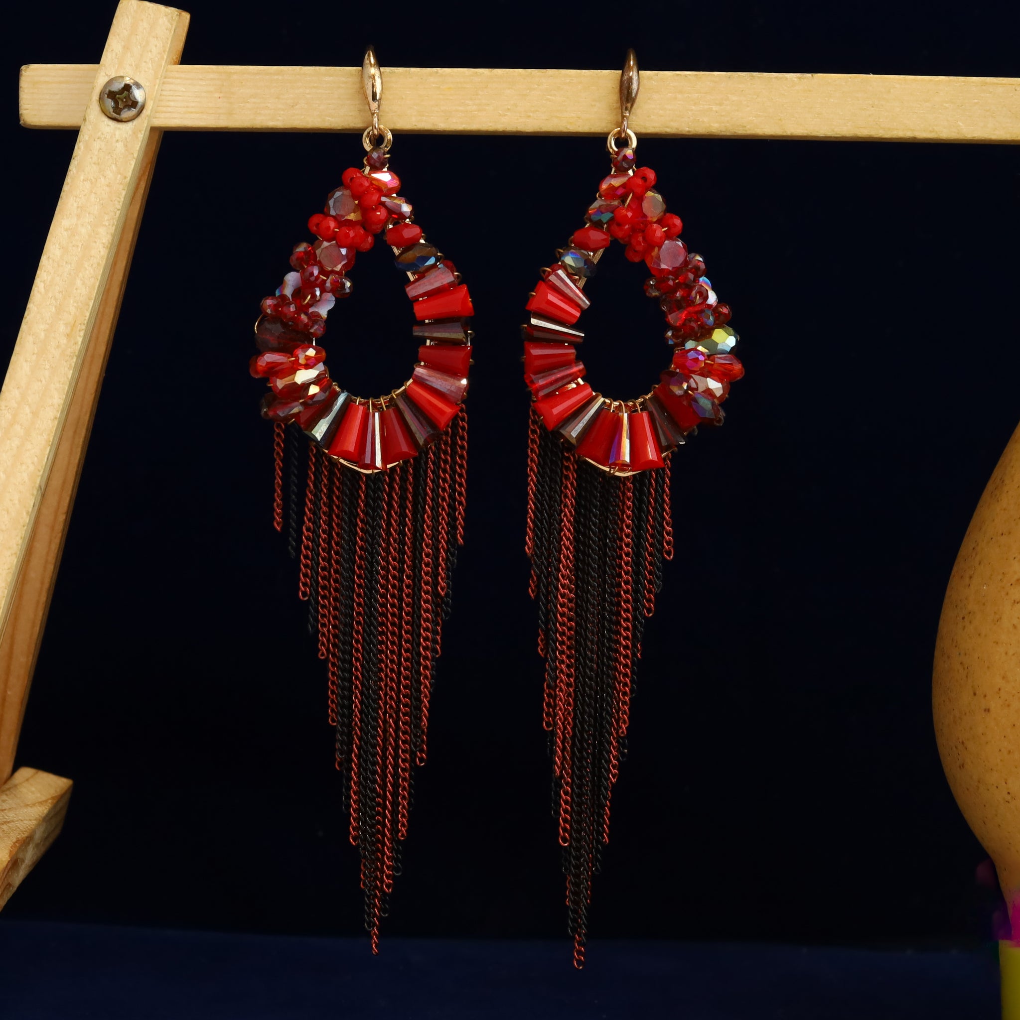 Long Tassles Red Fashion Earring 13657-100
