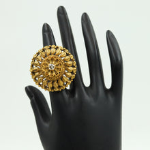 Antique Gold Finish Cocktail Adjustable Gold Ring 10552-6205