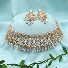 Rose Gold Zircon/AD Choker  Set 18484-5666