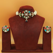 Sabya Inspired Multi Color Choker Kundan Necklace Set 20097-95