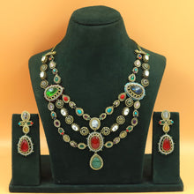 Sabya Inspired Multi Color Round Neck Kundan Necklace Set 20100-95