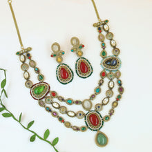 Sabya Inspired Multi Color Round Neck Kundan Necklace Set 20100-95